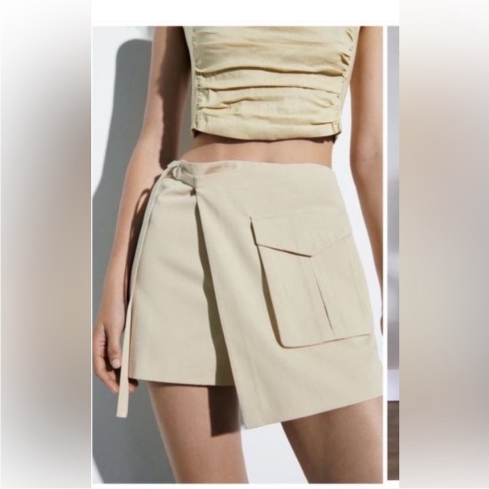 Zara Beige/Tan Wrap Cargo skort - Women's Summer Skort